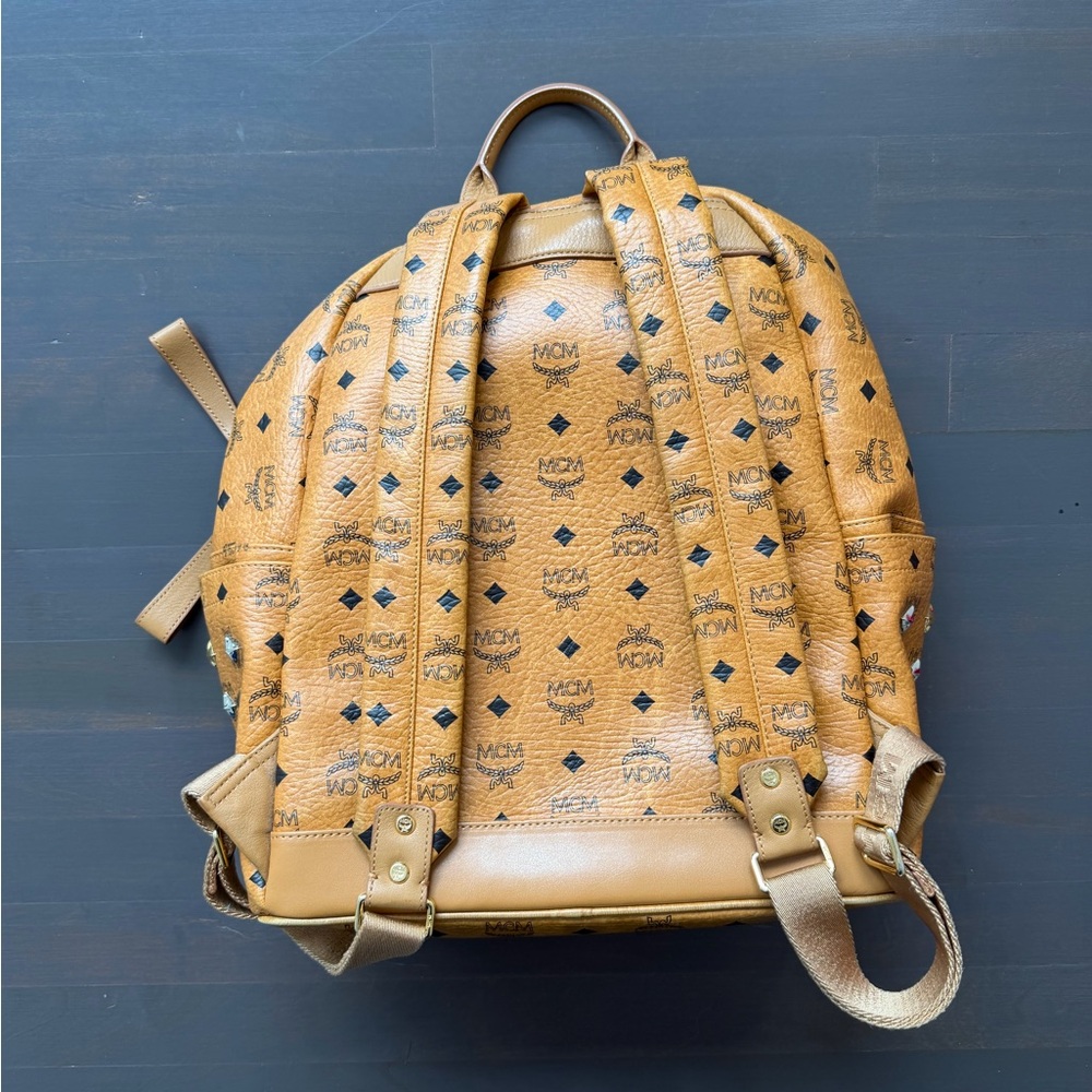 MCM Limited Edition Stark Side Studded Backpack Color Cognac Leather - Picture 3 of 14